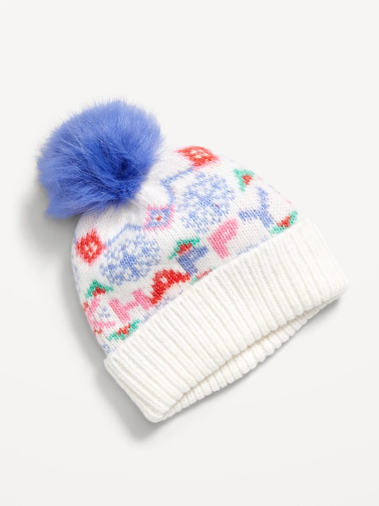 Fair Isle Pom-Pom Beanie for Girls