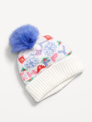 Fair Isle Pom-Pom Beanie for Girls