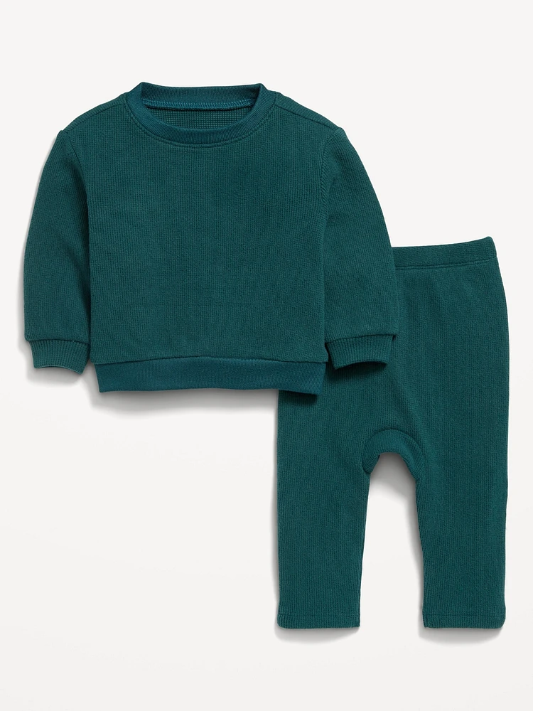 Thermal-Knit Sweatshirt and Pants Set for Baby