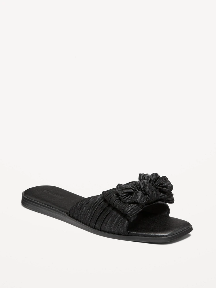 Knot-Front Slide Sandals