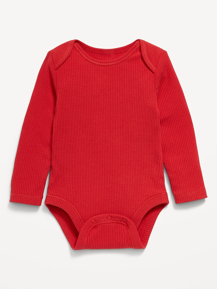 Unisex Long-Sleeve Ribbed Bodysuit for Baby