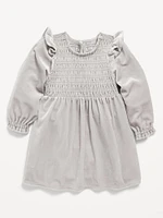 Ruffled Smocked Velvet Dress for Baby