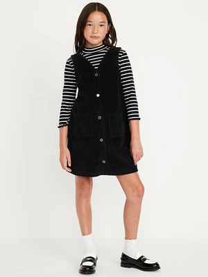 leeveless Button-Front Corduroy Dress for Girls