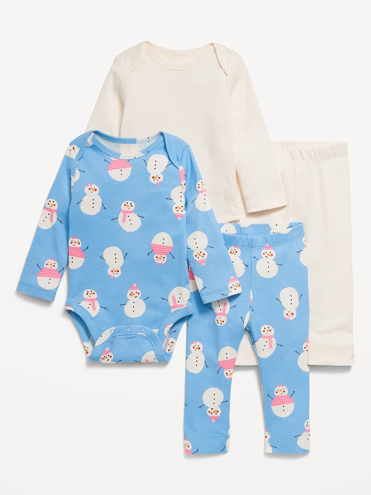 Bodysuit and Leggings 4-Pack for Baby