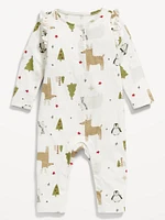 Printed Henley Ruffle-Trim Jumpsuit for Baby