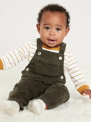 Long-Sleeve T-Shirt and Corduroy Overalls Set for Baby