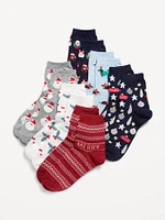 6-Pack Novelty Quarter Crew Socks for Women