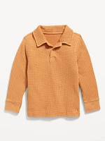 Long-Sleeve Collared Thermal-Knit Shirt for Toddler Boys