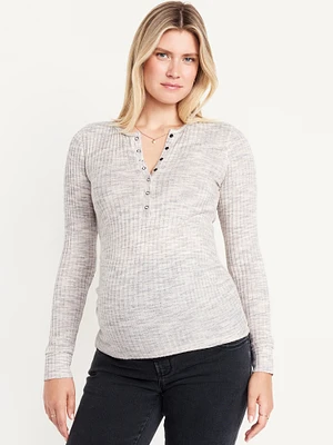 Maternity Long-Sleeve Henley T-Shirt