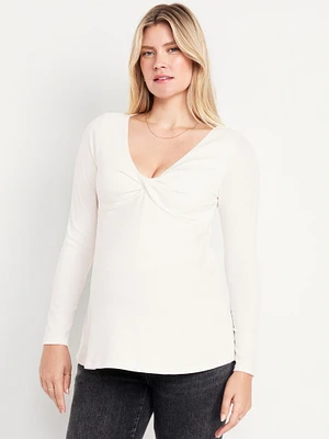 Maternity Twist-Front Ribbed Top