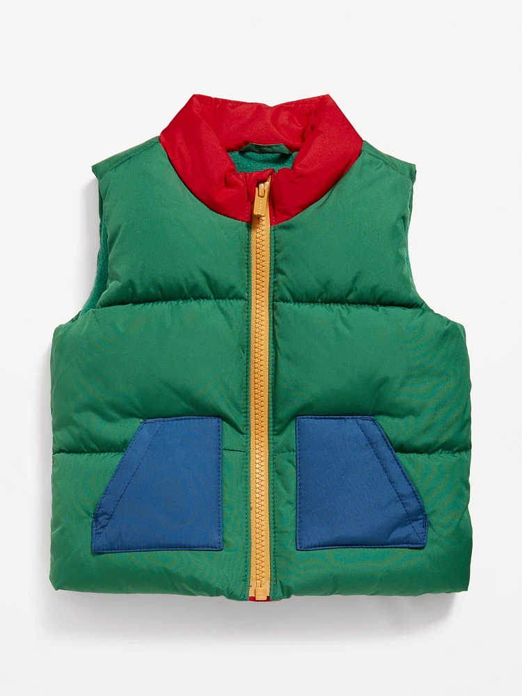 Water-Resistant Quilted Color Block Puffer Vest for Baby