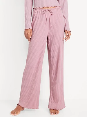 High-Waisted Ribbed Pajama Pants