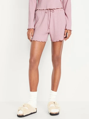 High-Waisted Ribbed Pajama Shorts