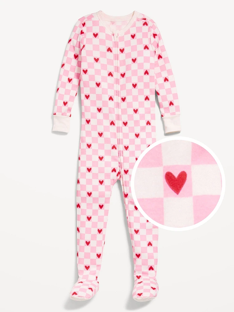 Printed Snug-Fit Zip-Front Footed Pajama One-Piece for Toddler & Baby