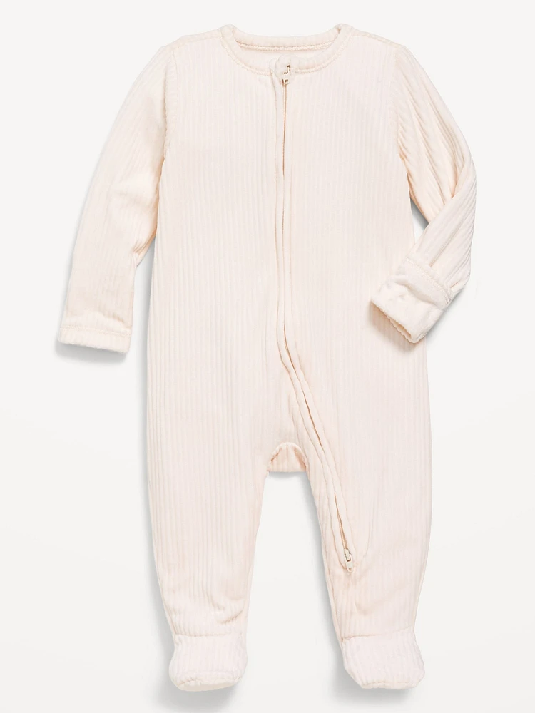 Velour 2-Way-Zip Sleep & Play Footed One-Piece for Baby