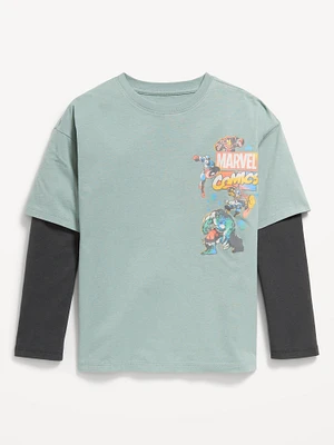 Marvel Oversized Two-In-One Graphic T-Shirt for Boys