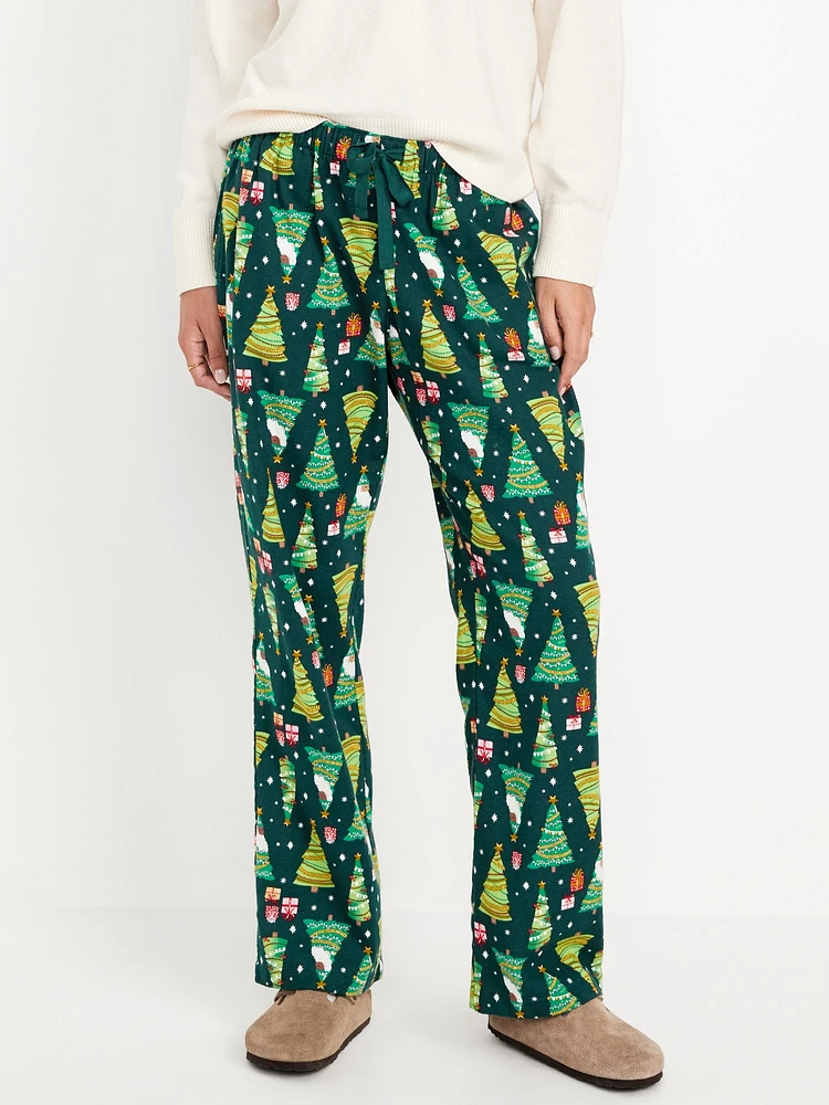 Mid-Rise Printed Flannel Pajama Pants