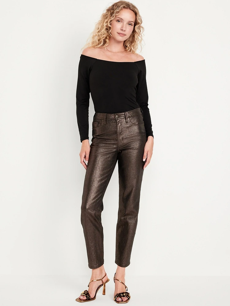 High-Waisted Shine OG Straight Ankle Jeans