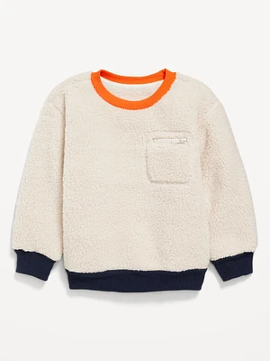 Oversized Sherpa Zippered Pocket Sweatshirt for Toddler Boys