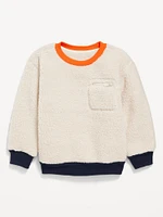 Oversized Sherpa Zippered Pocket Sweatshirt for Toddler Boys