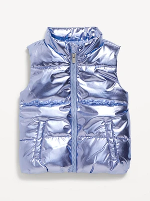 Water-Resistant Shiny Quilted Vest for Toddler Girls