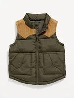 Quilted Corduroy-Trim Vest for Toddler Boys