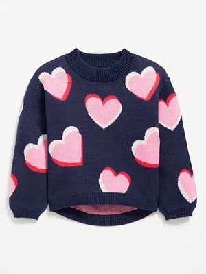 Printed Loose Puffy-Sleeve Sweater for Toddler Girls