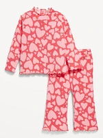 Long-Sleeve Plush Ribbed Top and Flare Pants Set for Baby