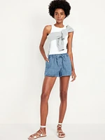 High-Waisted Baggy Jean Shorts -- 3-inch inseam