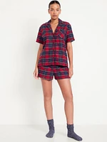 Flannel Pajama Short Set for Women