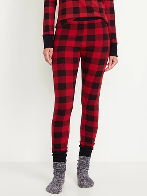 High-Waisted Printed Waffle Pajama eggings for Women