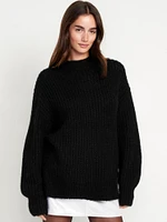 Loose Shaker-Stitch Tunic Sweater