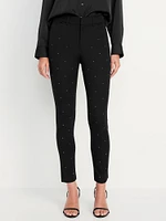 High-Waisted Pixie Skinny Rhinestone Ankle Pants