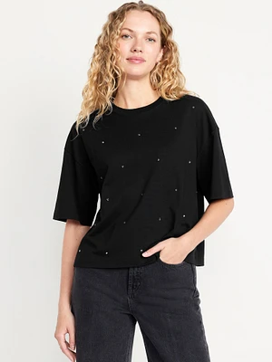 Oversized Crew-Neck Embellished T-Shirt