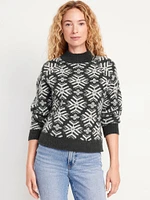 Printed Mock-Neck Sweater