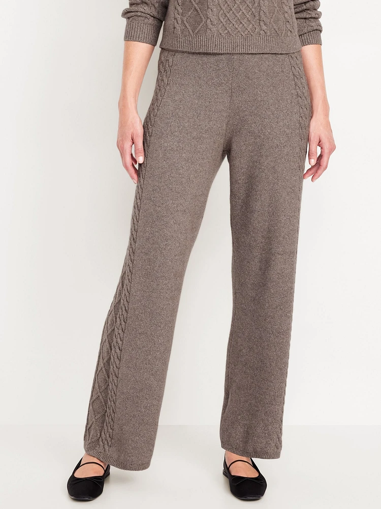 SoSoft Cable-Knit Wide-Leg Sweater Pants