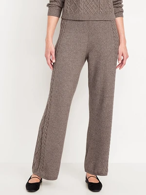 SoSoft Cable-Knit Wide-Leg Sweater Pants