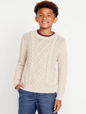 Crew-Neck Cable-Knit Sweater for Boys