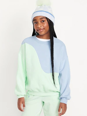 Oversized Long-Sleeve Color-Block Sweatshirt for Girls