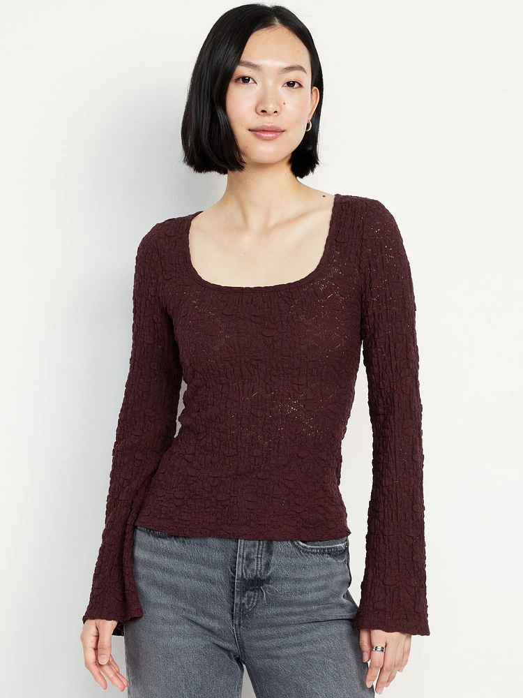 Textured ace Scoop-Neck Top