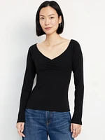 Cinched Rib-Knit Top