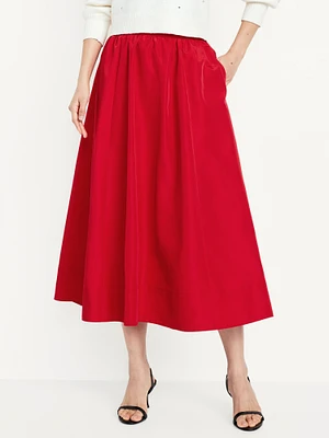 Taffeta Midi Swing Skirt