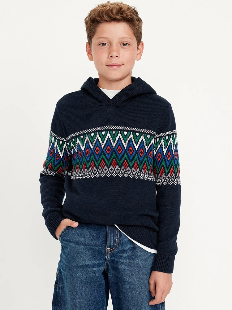 Fair Isle Pullover Hoodie for Boys