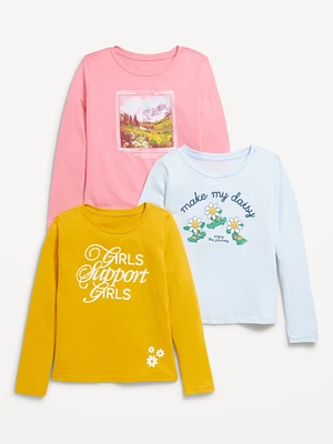 Long-Sleeve Graphic T-Shirt 3-Pack for Girls