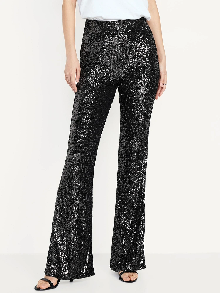 High-Waisted Sequin Flare Pants