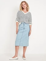 High-Waisted Wow Jean Midi Skirt