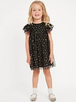 Flutter-Sleeve Printed Tulle Dress for Toddler Girls