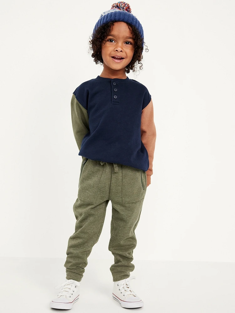 Functional Drawstring Zip-Pocket Joggers for Toddler Boys