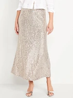 High-Waisted Sequin axi Skirt