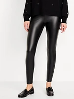 High-Waisted Faux Leather Front-Panel Leggings